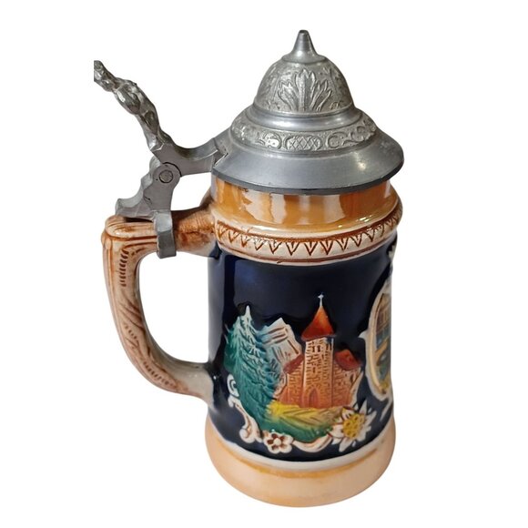 Vintage Hoehr Miniature German Beer Stein With Pewter Lid Handcrafted 5.25" Tall - Picture 6 of 8